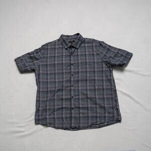 Alfani Men's Blue Plaid Short Sleeve Button Down - XL